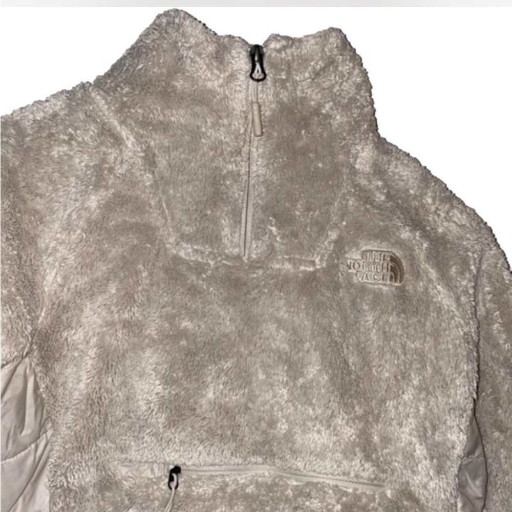tan sherpa north face quarterzip wind breaker. warm and has a pocket in front - Picture 2 of 4